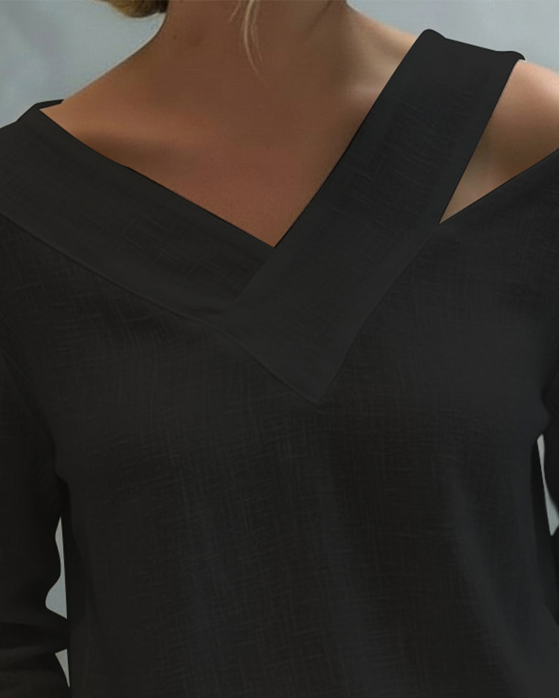 Makeeta - Elegante Top Con Cuello En V y Tirantes