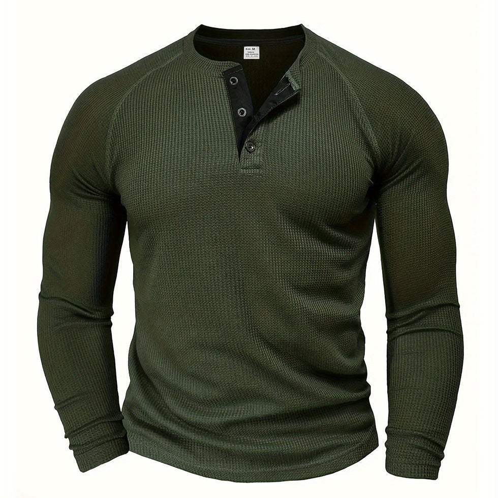 Jarik - Camiseta Henley De Manga Larga Con Textura