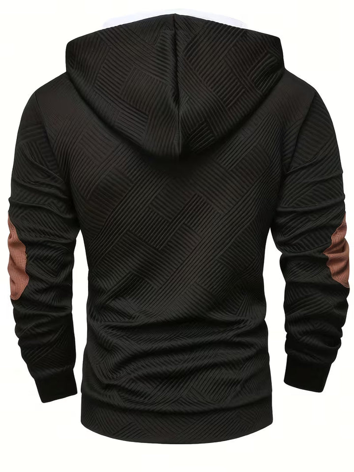Alejandro - Sudadera Con Capucha y Textura Con Parches en Los Codos en Color de Contraste