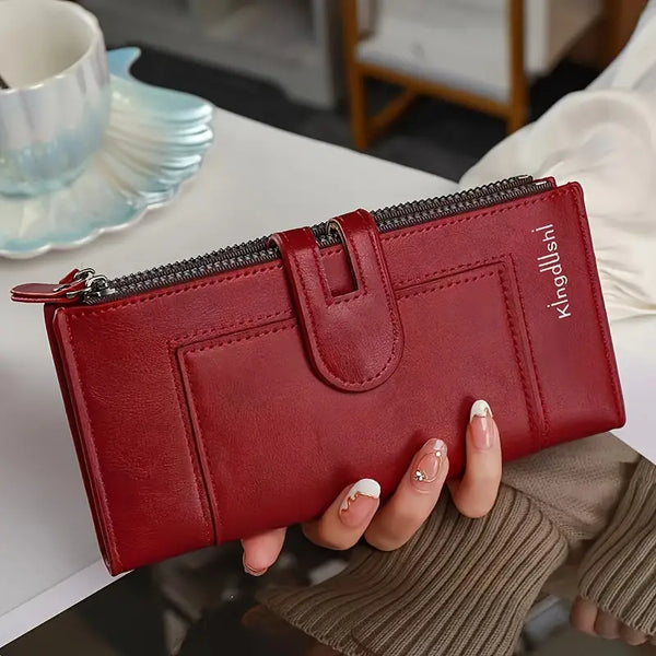 Hinina - Cartera De Piel Con Doble Cremallera