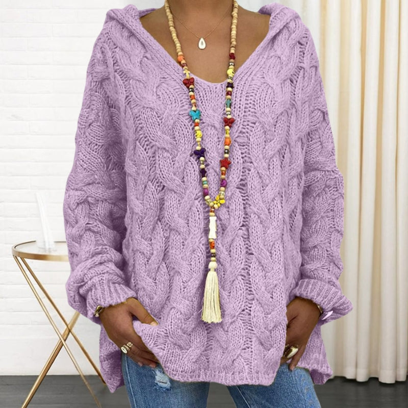 Marisa -  Manga Larga Cuello en V Sudadera con Capucha