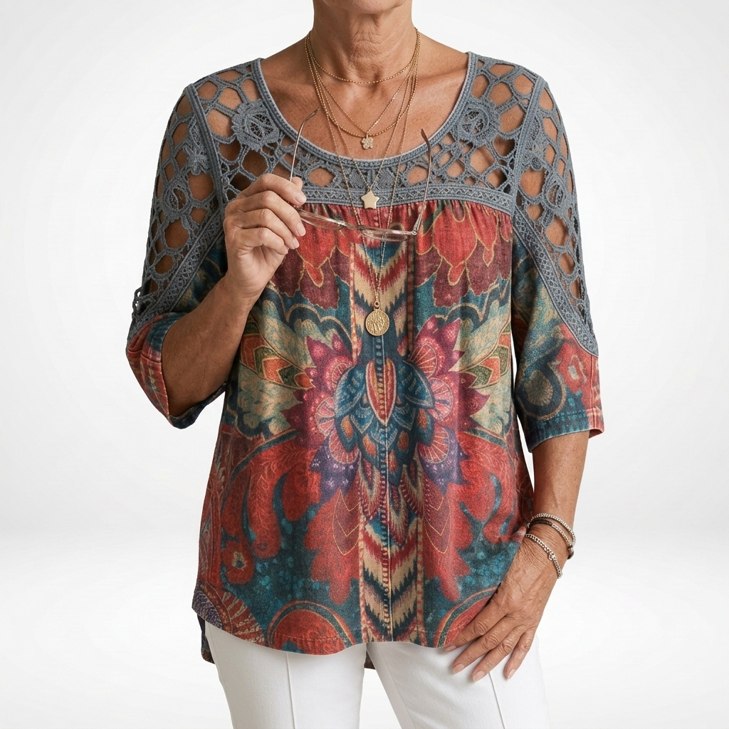 Steven - Blusa con Estampado étnico Bohemio
