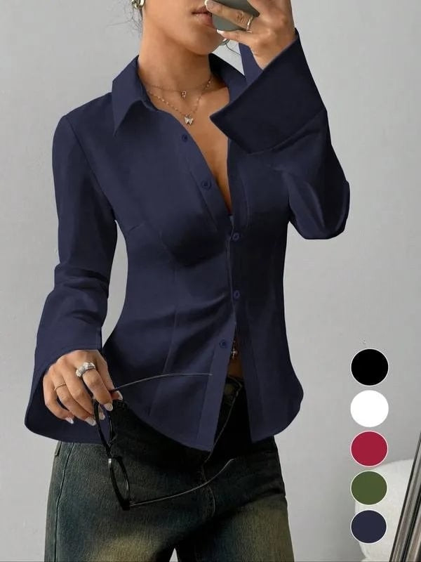 Ellera - Camisa Informal De Manga Larga Y Corte Entallado