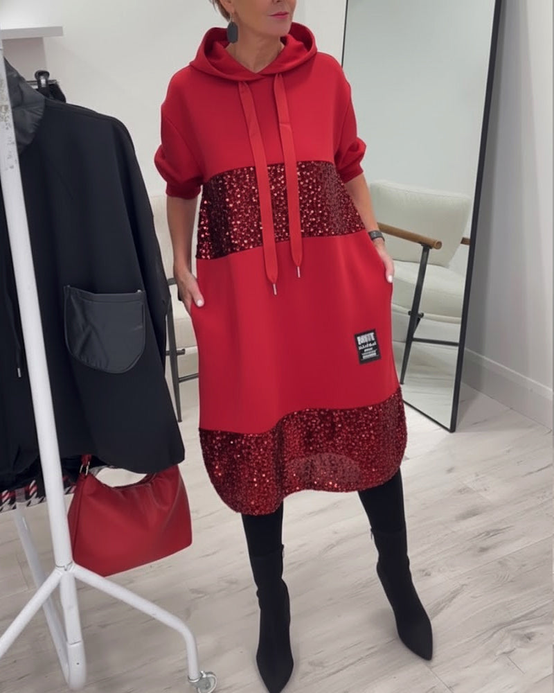 Mansherry - Vestido Con Capucha y Diseño Patchwork a la última Moda
