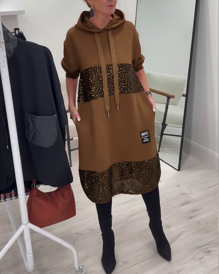 Mansherry - Vestido Con Capucha y Diseño Patchwork a la última Moda