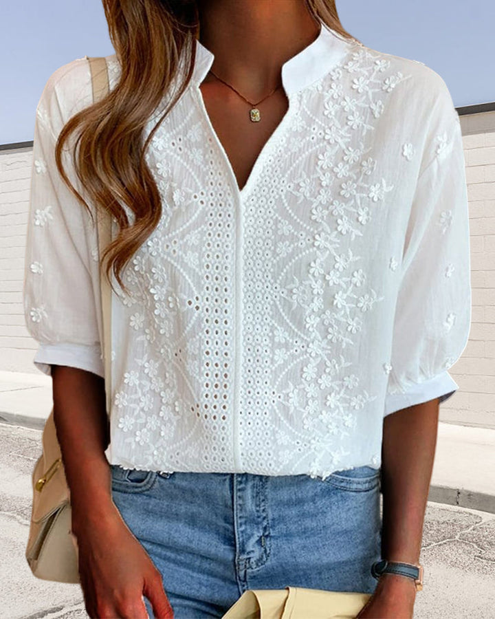 Elisabete - Blusa De Punto Informal Con Cuello En V