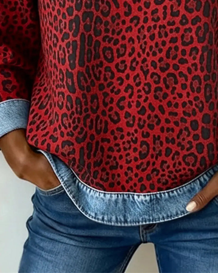 Krassimira - Top De Manga Larga Con Estampado De Leopardo