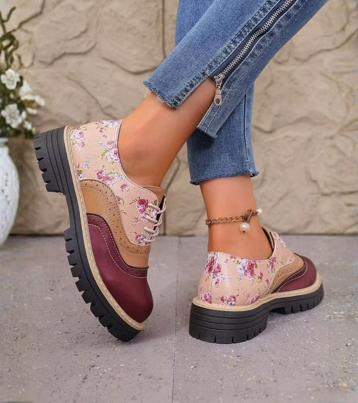 Kiela - Zapatos Oxford Con Estampado Floral Y Suela Gruesa Con Tacos