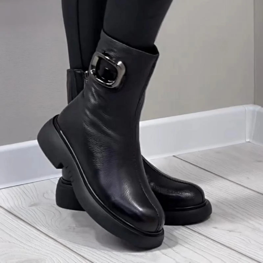 Moniek - Botines De Cuero Con Hebilla