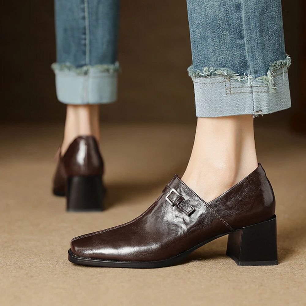 Misha - Elegantes Mocasines De Cuero Con Tacón
