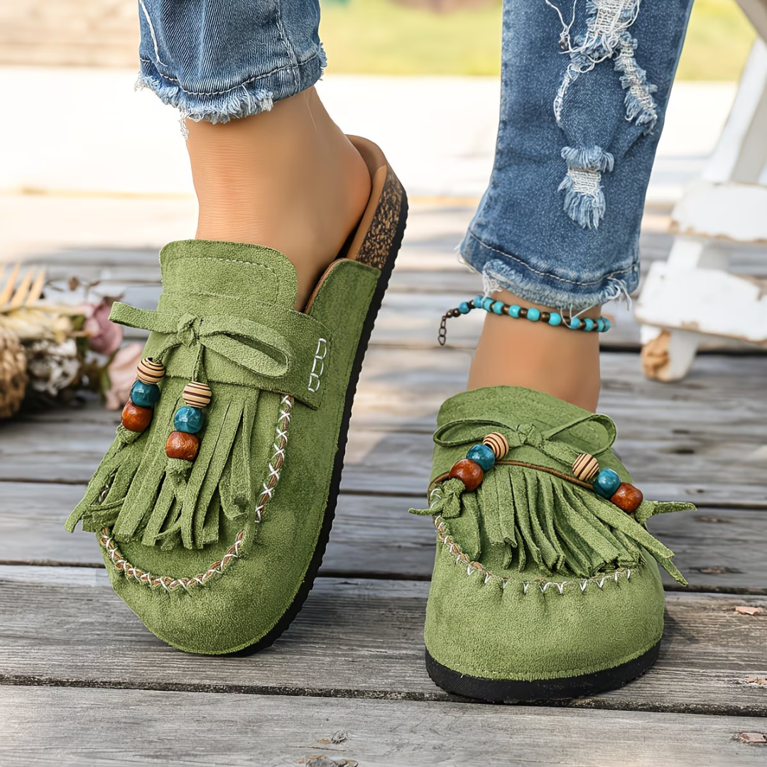 Mehra - Mocasines de Ante Estilo Bohemio