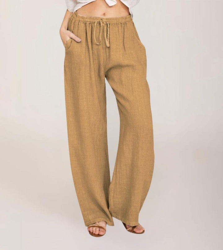 Maialen - Pantalones Anchos De Lino Para Verano