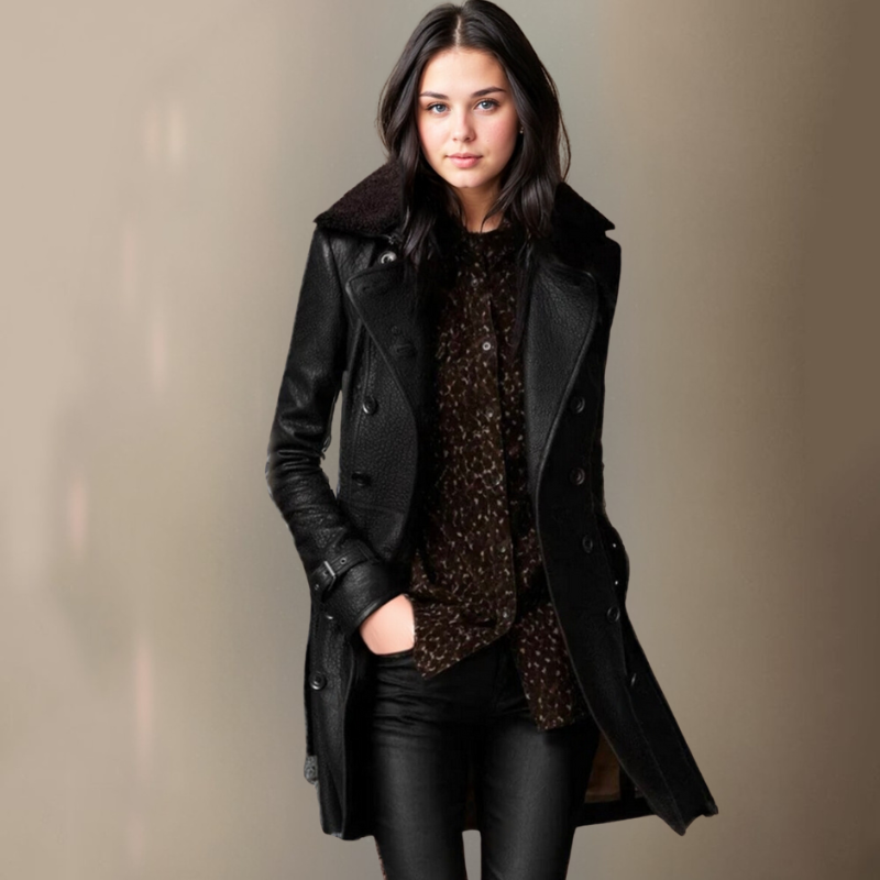 Birgit - Piel de Lujo Trench Abrigo