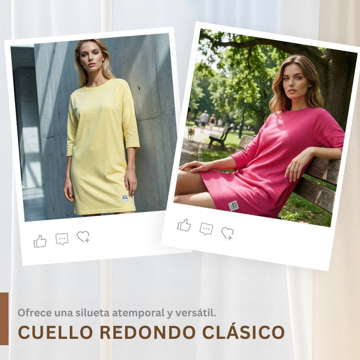 Sidsel - Elegante Vestido Camiseta Con Cuello Redondo