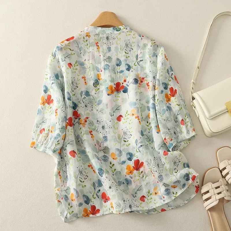 Rusina - Elegante Blusa de Lino Con Botones en la Parte Delantera