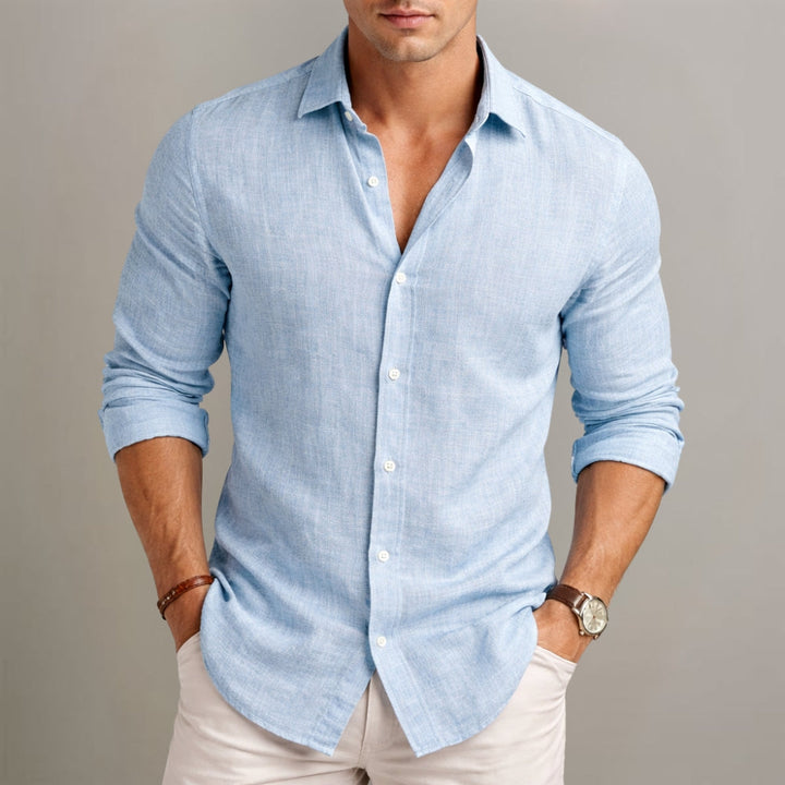 Dilshan - Camisa Informal de Algodón y Lino Con Botones
