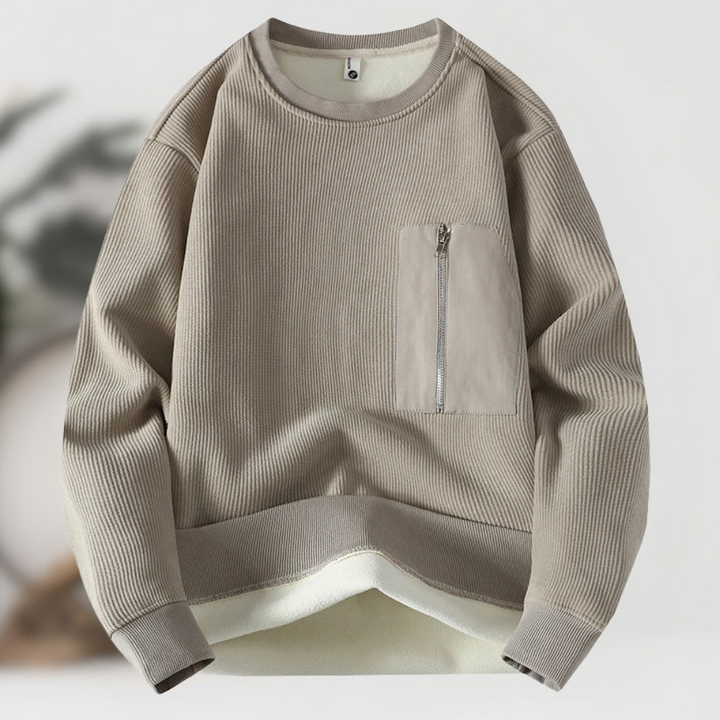 Zarch - Jersey de Punto con Bolsillo con Cremallera