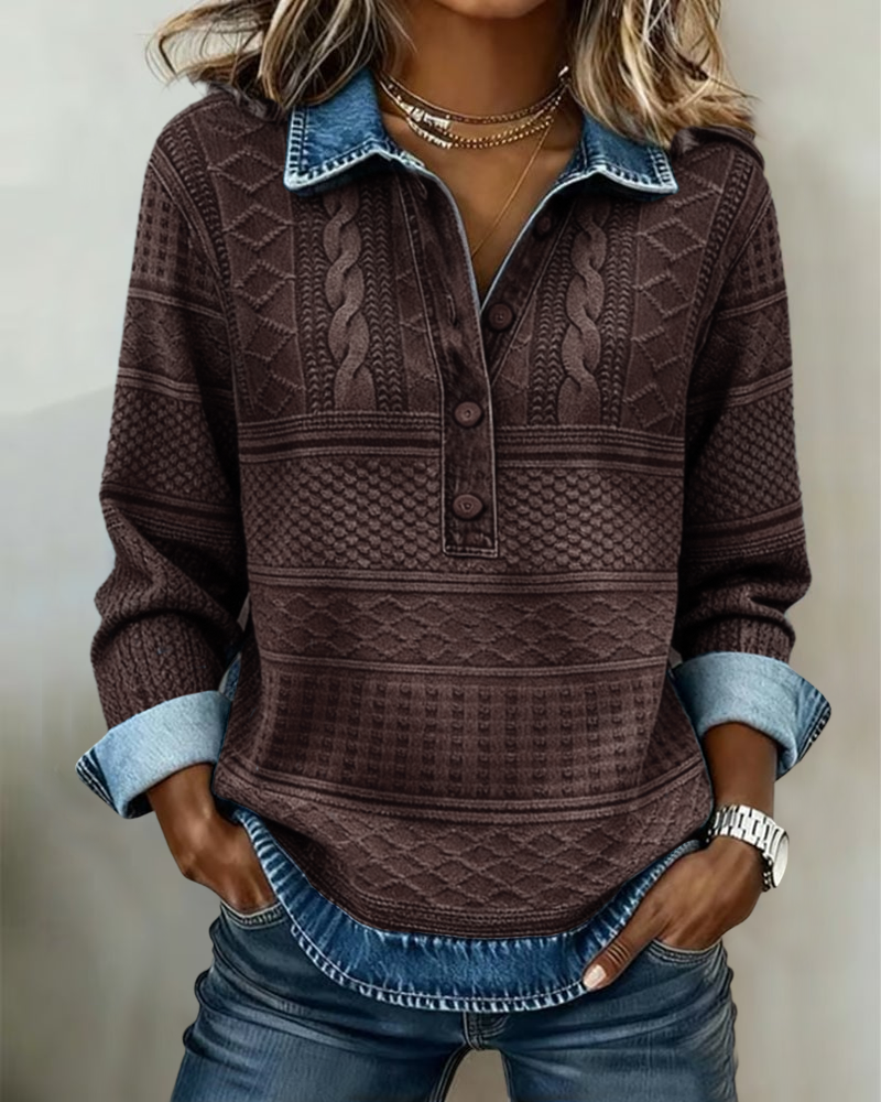 Melkorka - Sudadera Con Solapa y Medio Botón a La Moda