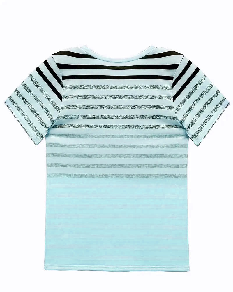 Kellie - Camiseta De Cuello Redondo Y Manga Corta A Rayas