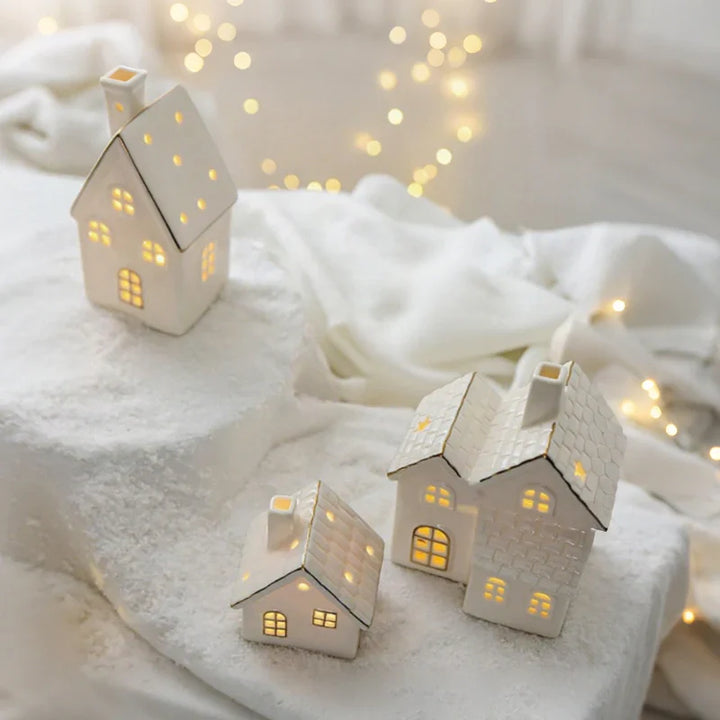 SnowLume - Conjunto Decorativo LED De Aldeas Navideñas De Cerámica
