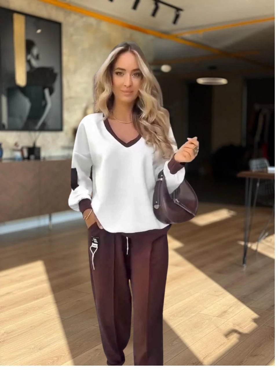 Valene - Pantalones Informales Con Cintura Elástica Y Bolsillos