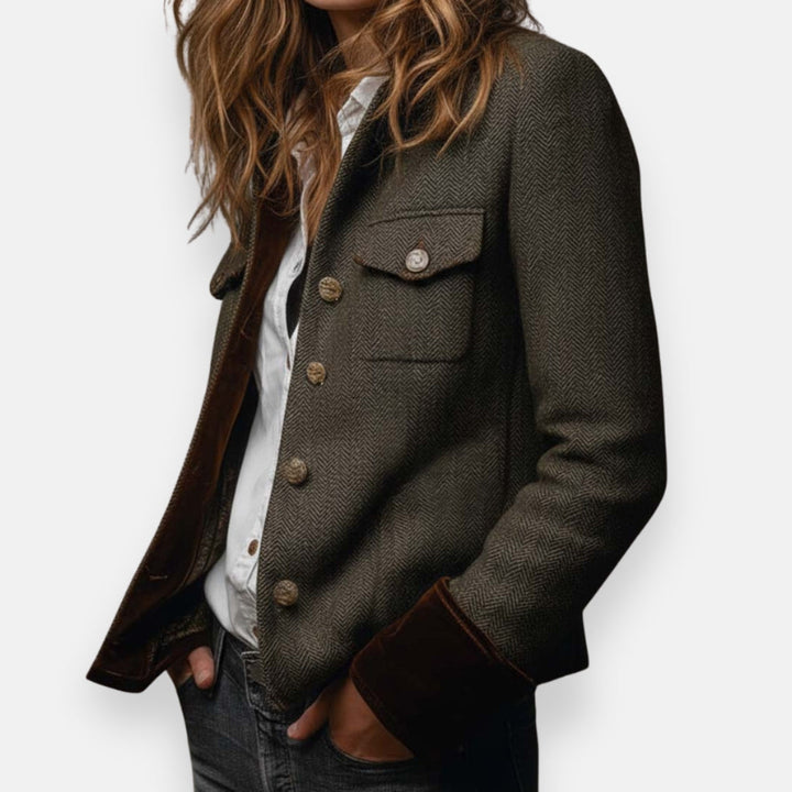 Gordi - Blazer De Manga Larga Con Ribete De Terciopelo