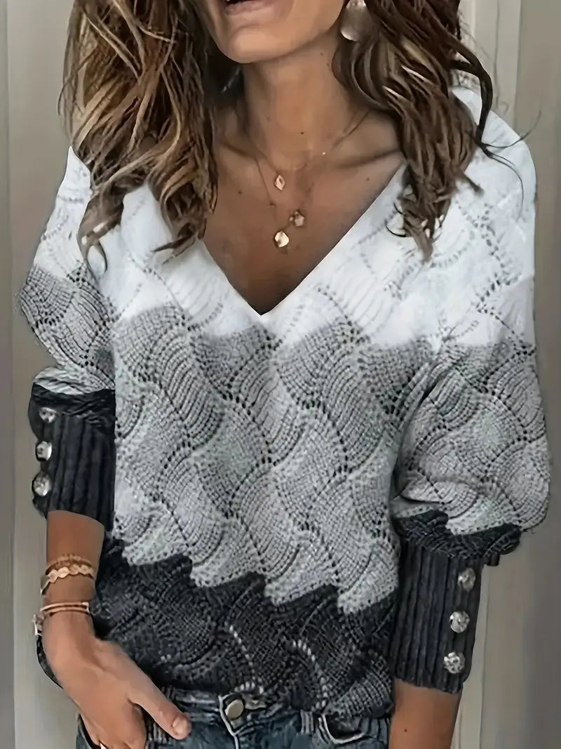 Renilda - Elegante Jersey De Punto Con Cuello En V