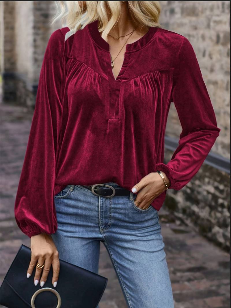 Lihi - Camiseta Cómoda de Manga Larga y Cuello en V