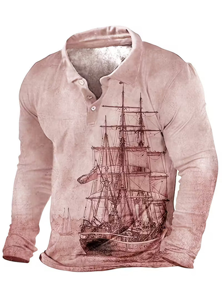 Giles - Camisa Elegante Con Estampado 3D De Velero En La Solapa