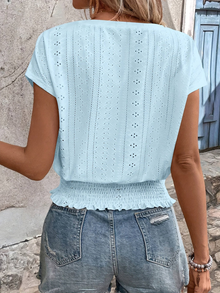 Delores - Elegante Camiseta Con Cuello En V Y Mangas Murciélago