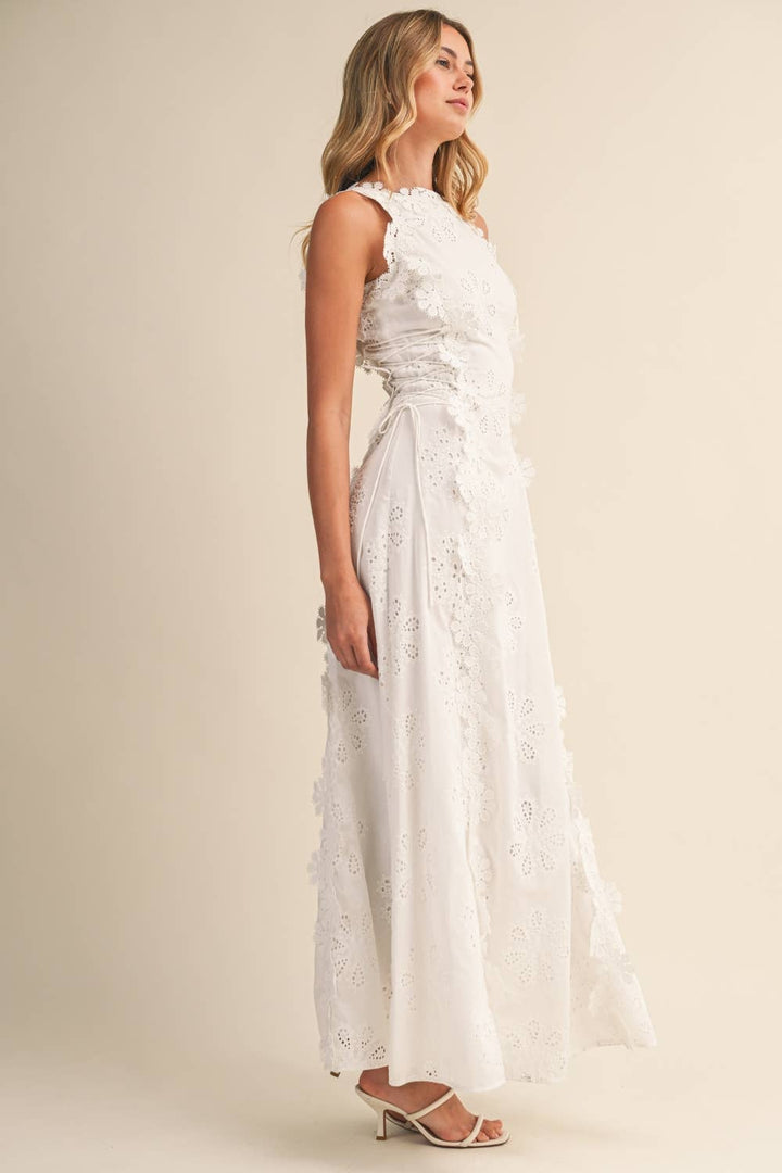 Azalia - Vestido largo sin Mangas con Bordados Florales