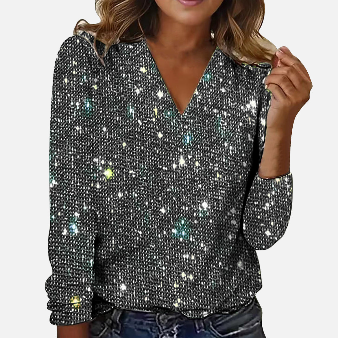 Yinthe - Blusa De Diamantes Con Cuello En V