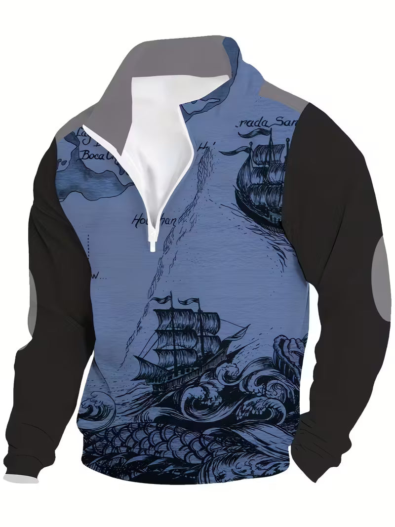 Didier - Sudadera Con Estampado 3D De Barco Pirata Vintage