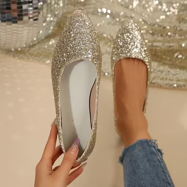 Krysten - Zapatos De Tacón Con Punta Afilada y Purpurina a La última Moda