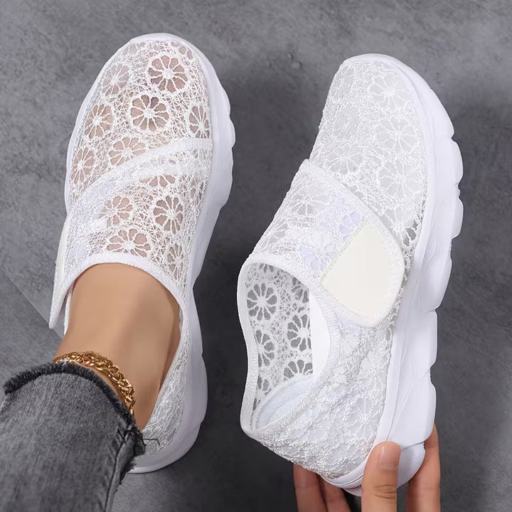 Sabyne - Zapatillas Deportivas de Encaje Floral Con Cierre de Velcro