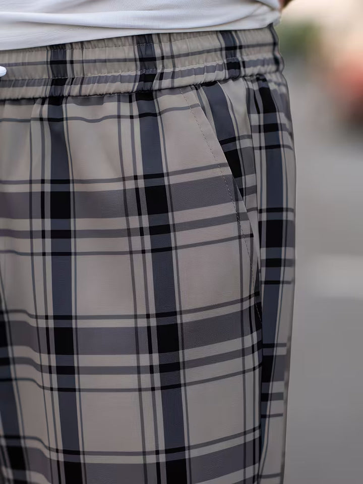 Idriz - Pantalones a Cuadros Con Cintura Elástica