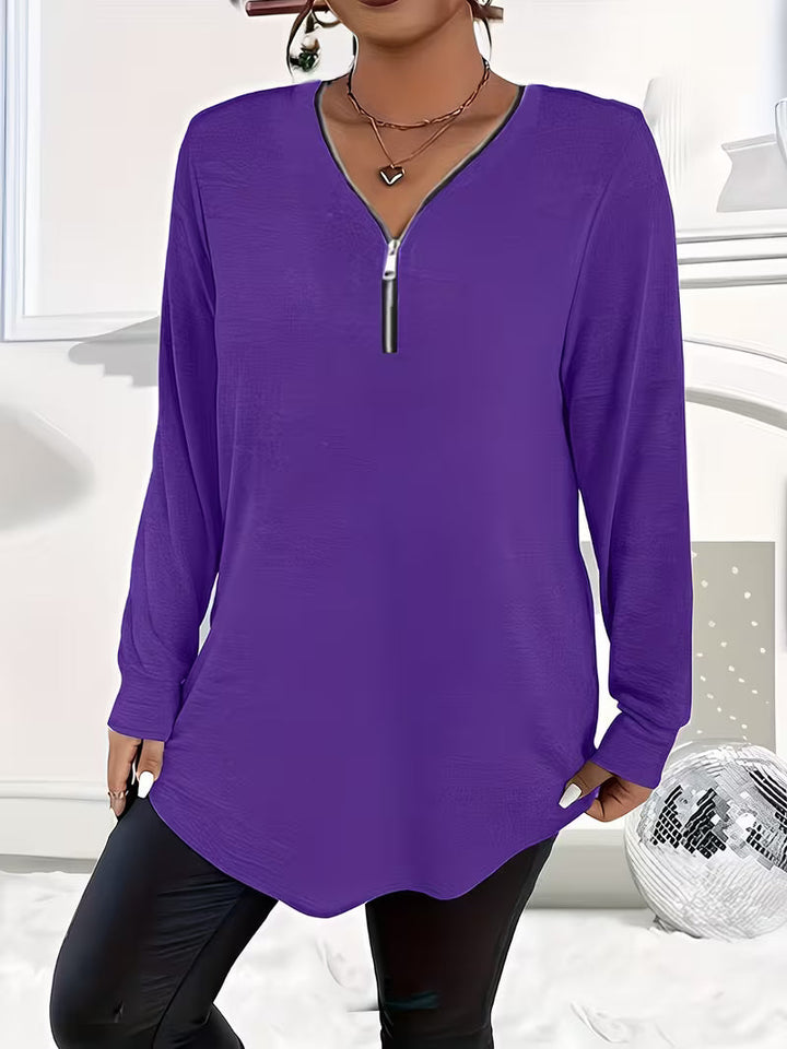 Liorah - Elegante Camisa de Manga Larga Con Cremallera