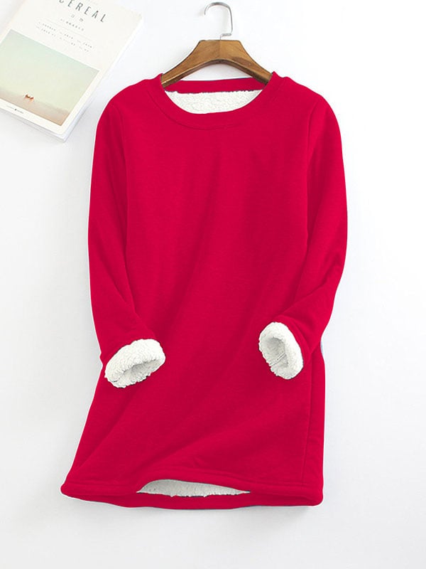 Bessie - Sudadera Casual Cuello Redondo Algodón Sólido