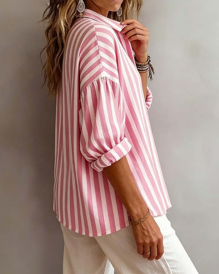 Jessy - Blusa holgada a rayas con cuello
