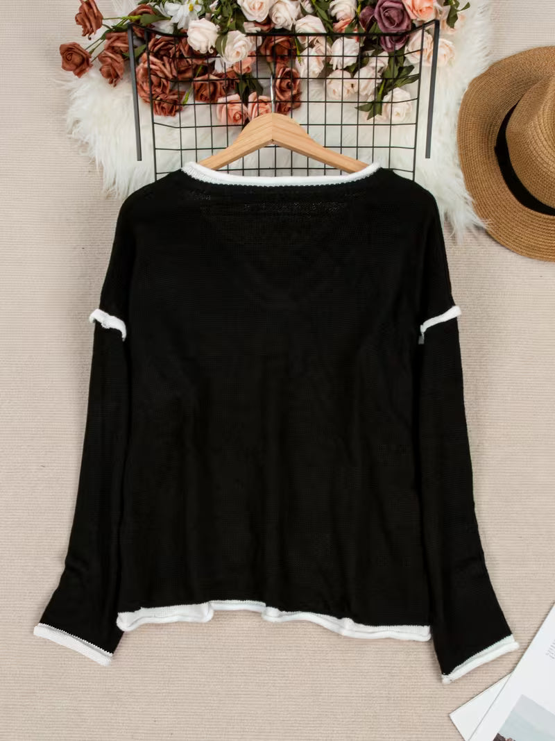 Ginny - Jersey Informal De Manga Larga y Cuello En V