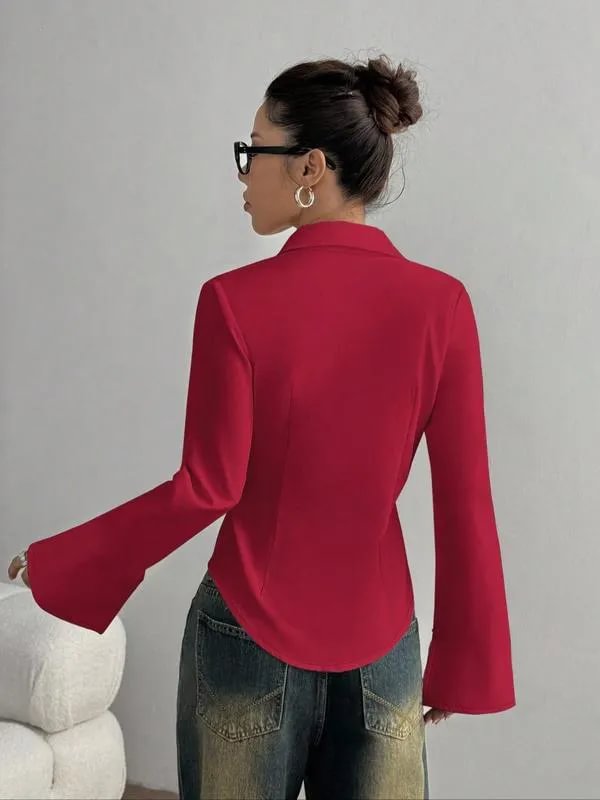 Ellera - Camisa Informal De Manga Larga Y Corte Entallado
