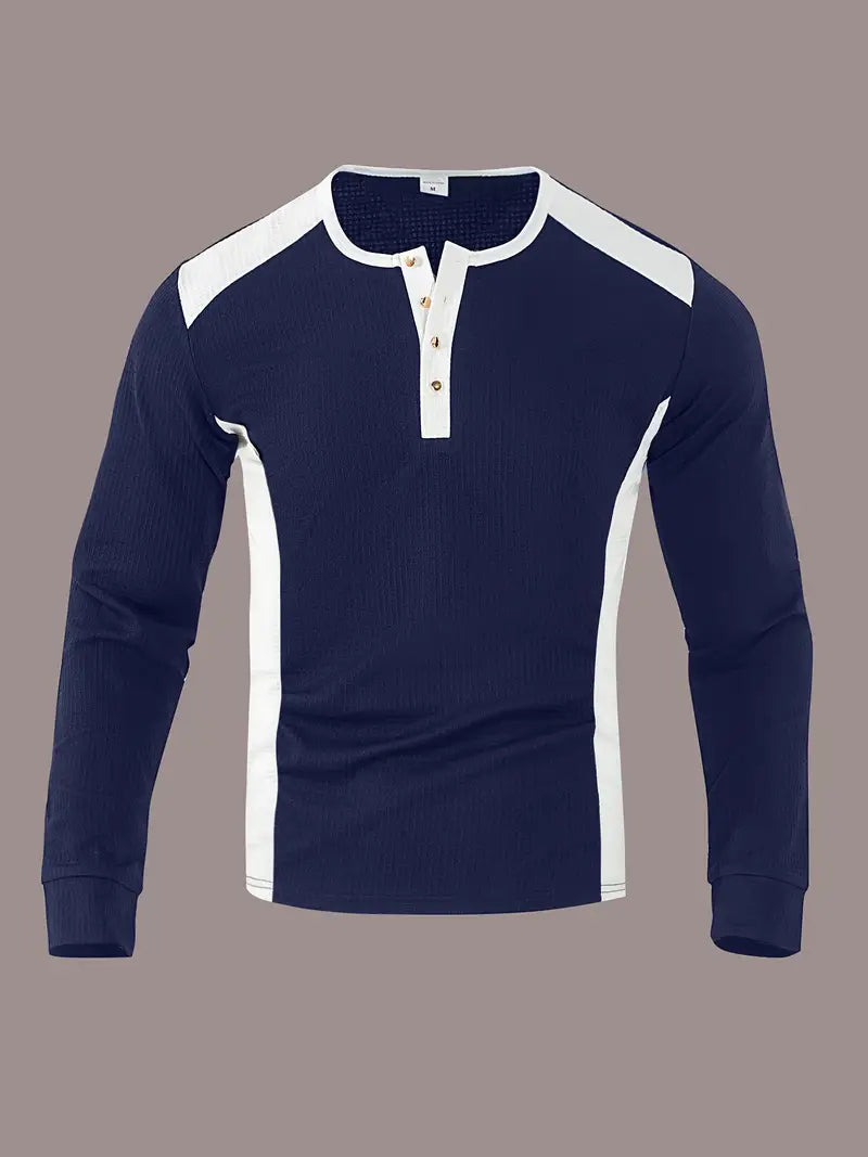 Kyran - Camisa Henley De Manga Larga Con Diseño De Gofre
