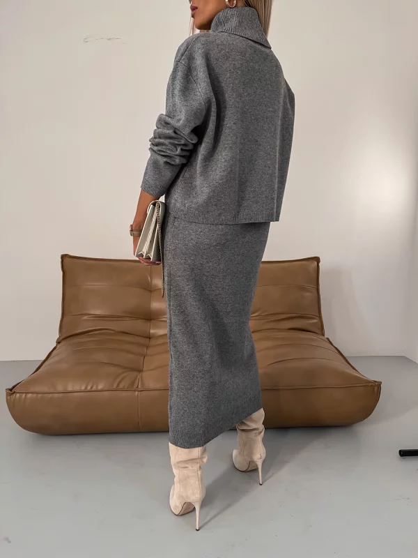 Kathleen - Conjunto De Dos Piezas De Punto De Cuello Alto Para Invierno