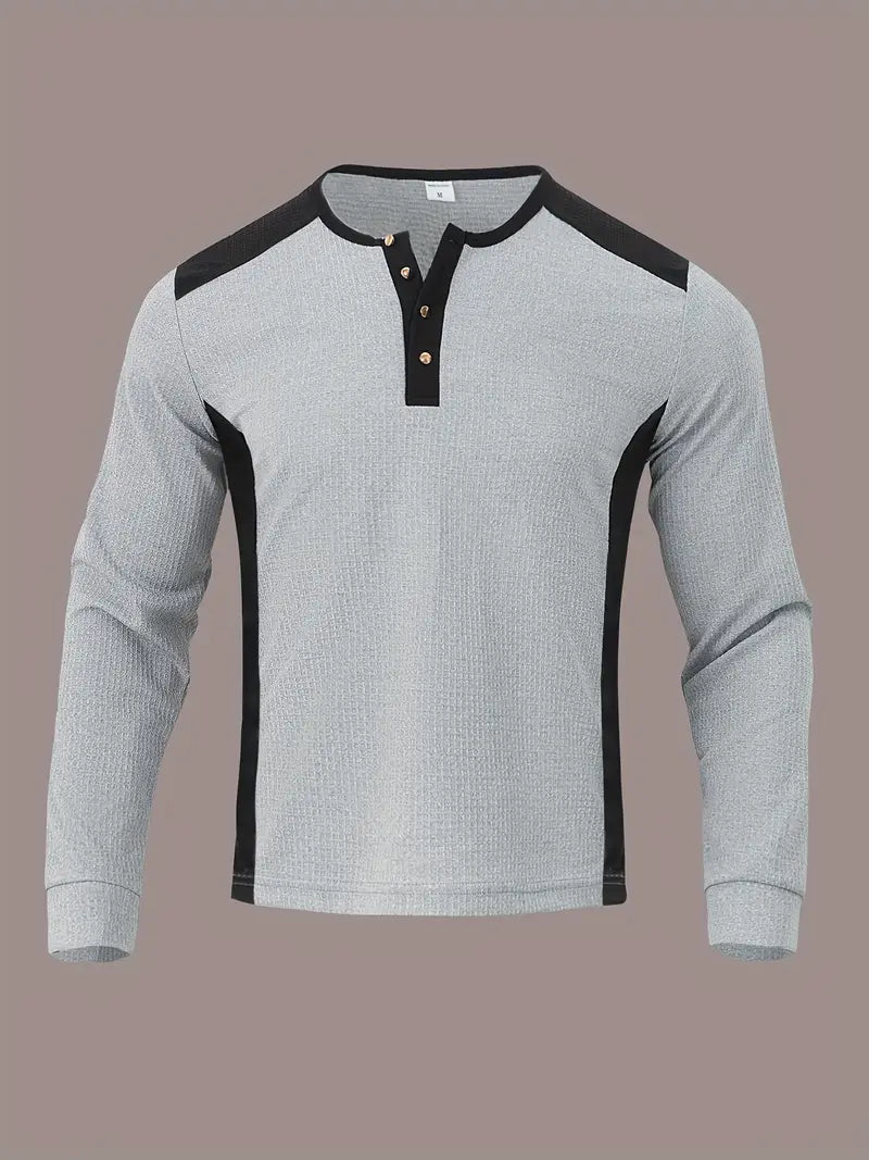 Kyran - Camisa Henley De Manga Larga Con Diseño De Gofre
