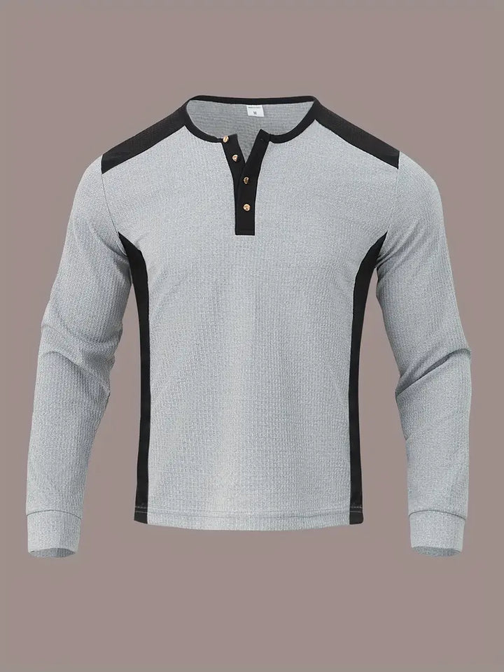Kyran - Camisa Henley De Manga Larga Con Diseño De Gofre