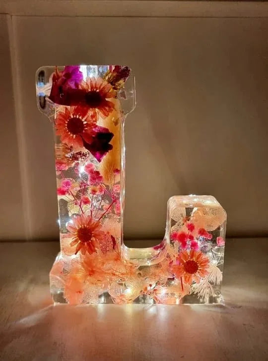 PetalLume - Lámpara De Noche De Resina Con Flores Hechas a Mano