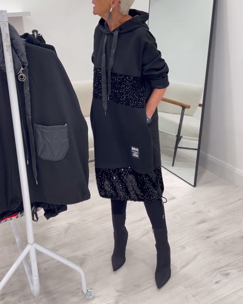 Mansherry - Vestido Con Capucha y Diseño Patchwork a la última Moda