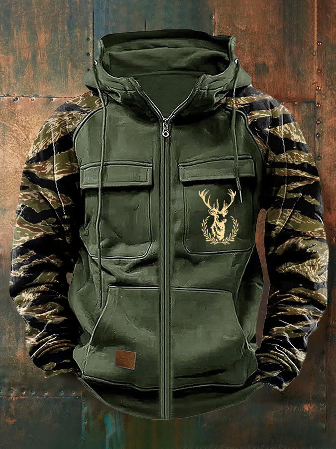 Jernard - Sudadera Con Capucha y Cremallera Con Múltiples Bolsillos