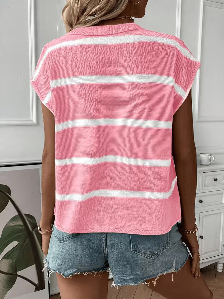 Enila - Jersey De Punto a Rayas Con Cuello Redondo
