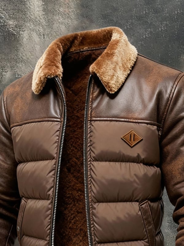 Giorgio - Chaqueta Retro De Cuero Suave y Cálido Para Exteriores